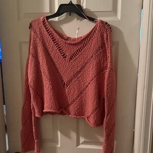 Free People V-Neck Pink Sweater